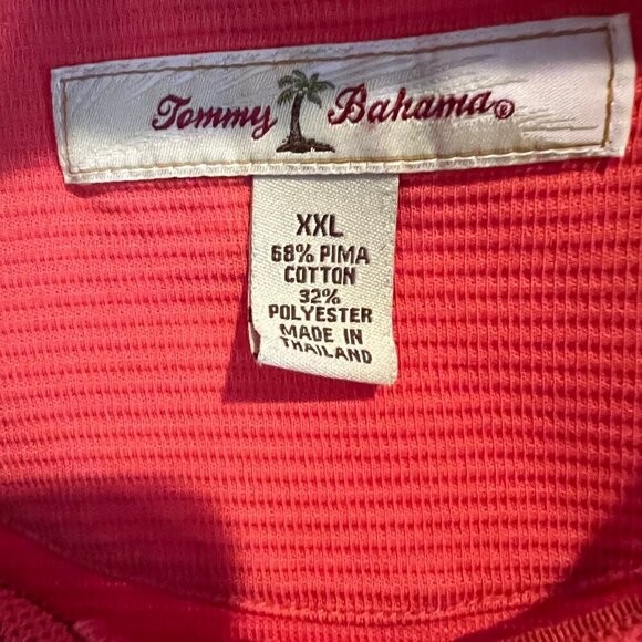 Men's Tommy Bahama Orange Ribbed Polo Shirt, short sleeve, Size XXL - Picture 8 of 11